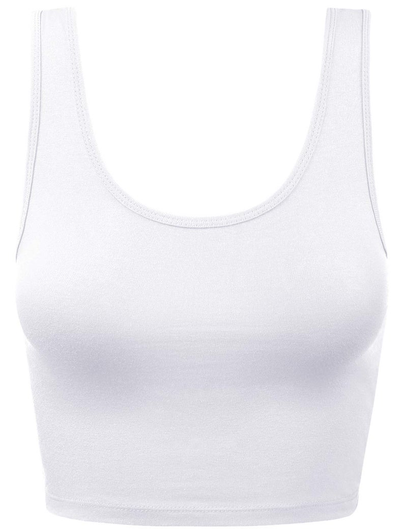 HATOPANTS Women Sleeveless Racerback Crop Tank Top Cami Backless Scoopneck Shirts White L - Image 1